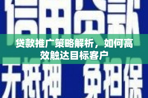 坊子贷款推广策略解析，如何高效触达目标客户