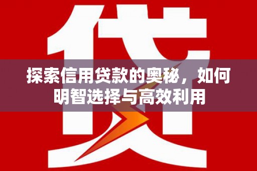坊子探索信用贷款的奥秘，如何明智选择与高效利用