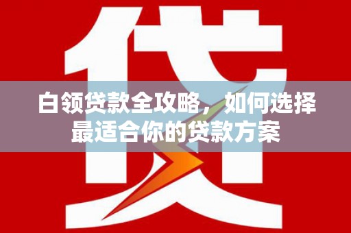 坊子白领贷款全攻略，如何选择最适合你的贷款方案